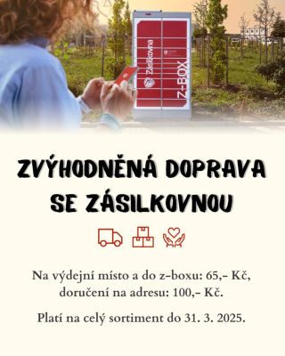 Akce do 31. 3. na zvýhodněnou dopravu přes Zásilkovnu ❤️‍🔥 Akční ceny dopravy: Na výdejní místo a do z-boxu: 65,- Kč Na...